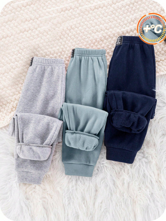 Kids Young Boy 2pcs Get 1 Casual Back-To-School Winter Style Comfortable Fashion Practical Versatile Autumn Pants With And Pocket Decor,Daily Wear