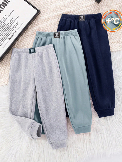 Kids Young Boy 2pcs Get 1 Casual Back-To-School Winter Style Comfortable Fashion Practical Versatile Autumn Pants With And Pocket Decor,Daily Wear