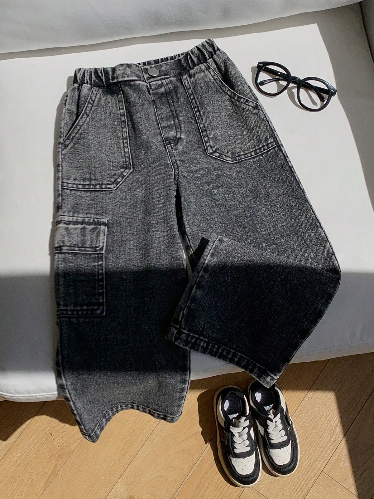 Kids Young Boy Casual Loose Comfortable Versatile Denim Jeans, Suitable For Street Style, Daily Wear, Vacation, Easy Comfort, Layers For Kids Spring Summer Autumn Winter
