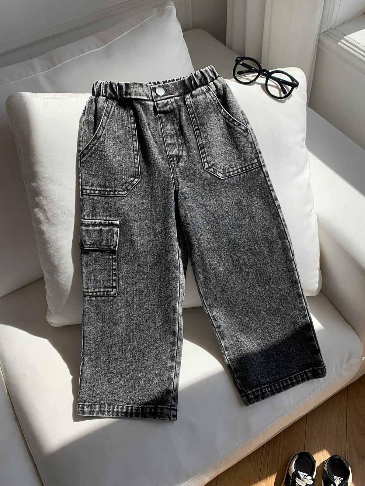Kids Young Boy Casual Loose Comfortable Versatile Denim Jeans, Suitable For Street Style, Daily Wear, Vacation, Easy Comfort, Layers For Kids Spring Summer Autumn Winter
