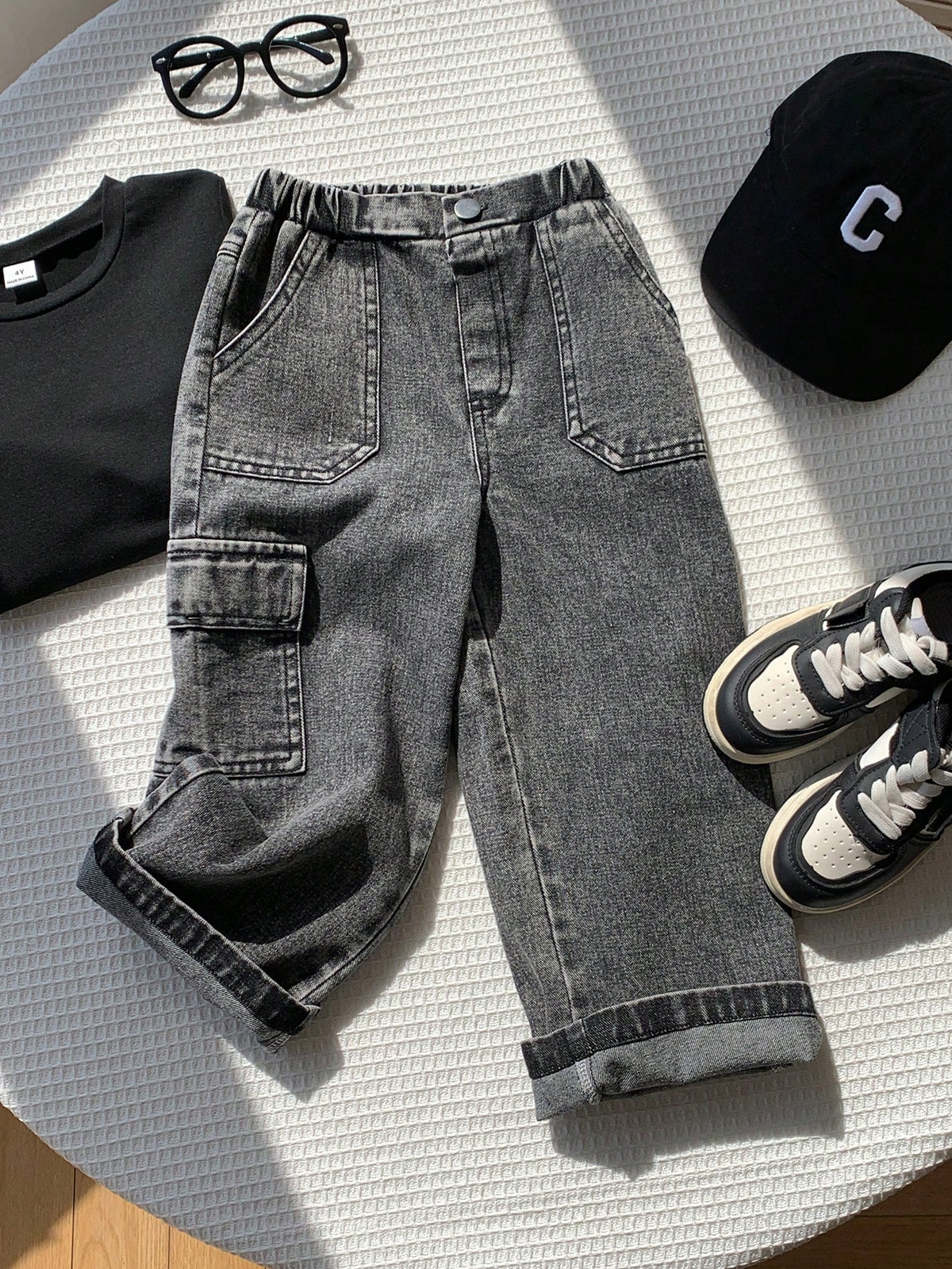 Kids Young Boy Casual Loose Comfortable Versatile Denim Jeans, Suitable For Street Style, Daily Wear, Vacation, Easy Comfort, Layers For Kids Spring Summer Autumn Winter