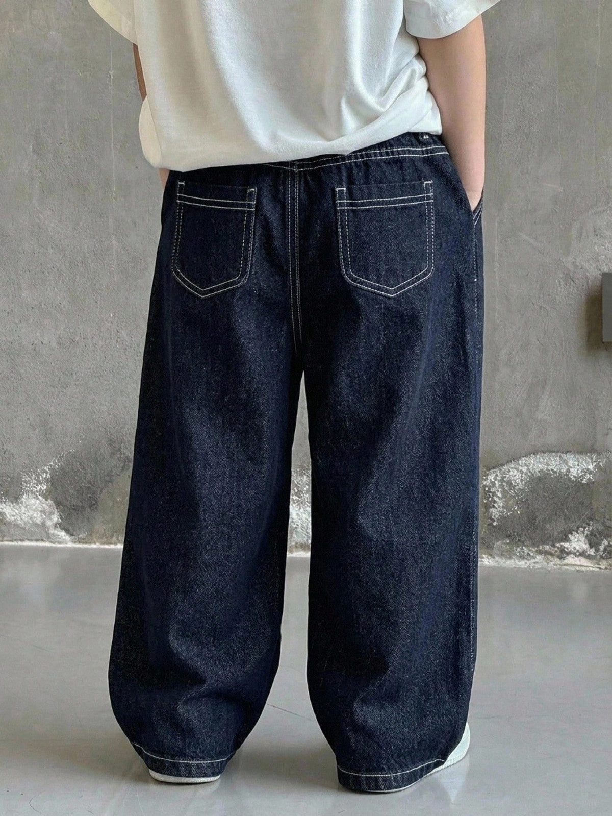 Kids Young Boys' New Casual Basic Dark Blue Loose Fit Denim Baggy Jeans,Fall/Winter,For Boys Back To School Clothes,New Year Outfits,Halloween Outfits