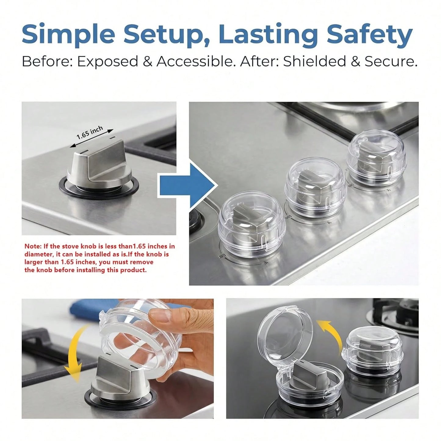 Kitchen Stove Knob Covers, Clear Proof Gas Stove Knob Covers, Protection For Proofing With Adhesive