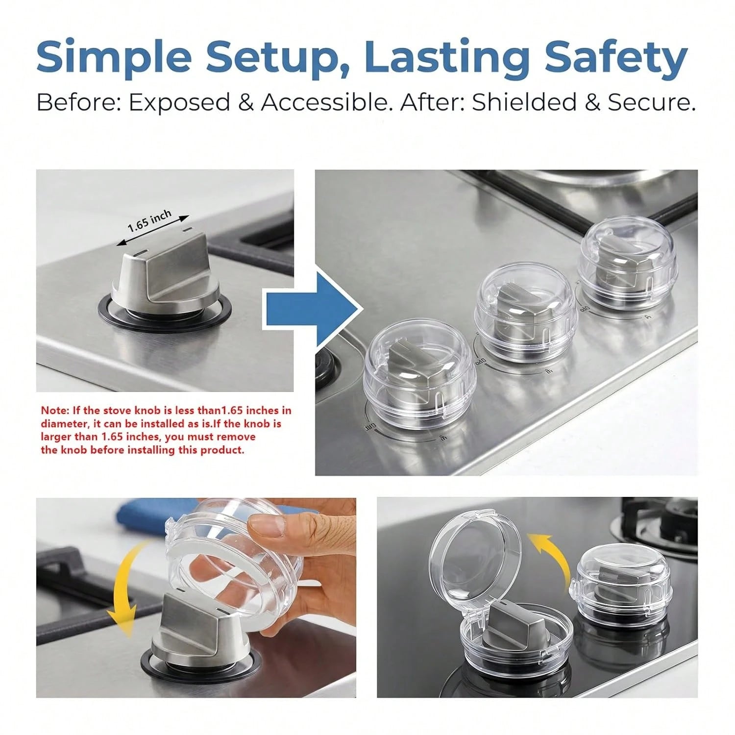 Kitchen Stove Knob Covers, Clear Proof Gas Stove Knob Covers, Protection For Proofing With Adhesive