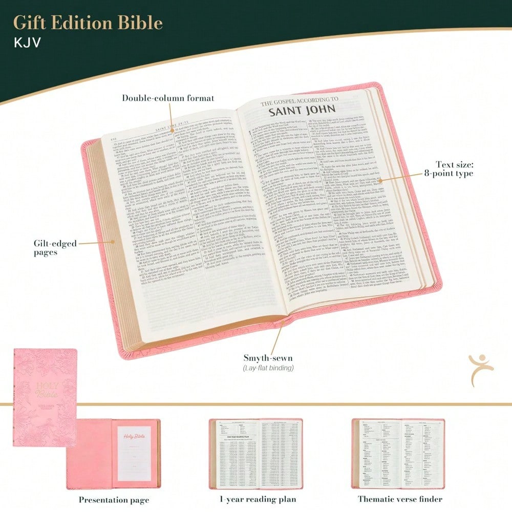 KJV Holy Bible, Gift Edition King James Version, Faux Leather Flexible Cover, Blossom Pink Floral (KJV Gift Editions)