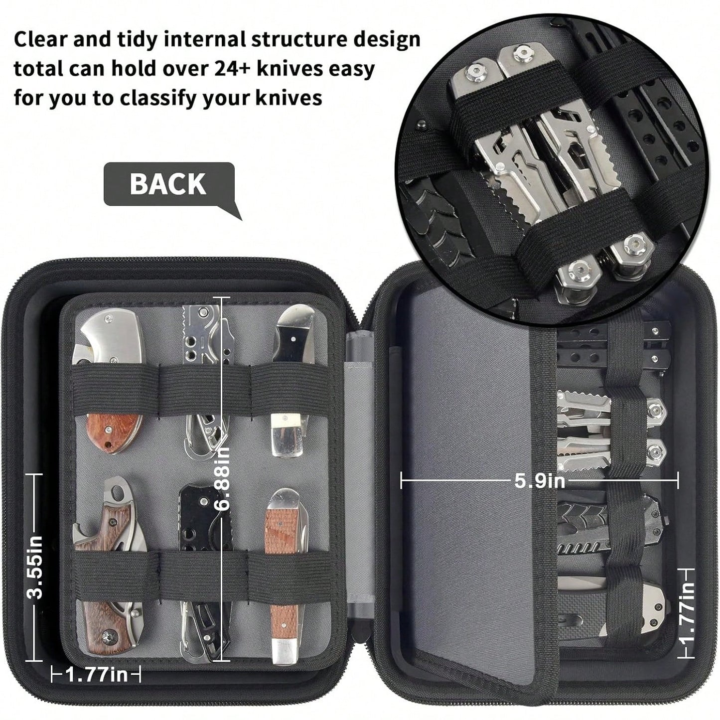 Knife Display Case, 24+ Folding Knife Collection Storage Organizer Holder, Small Knives Protector Box For Tactical/Hunting/Edc/Survival (Box Only)