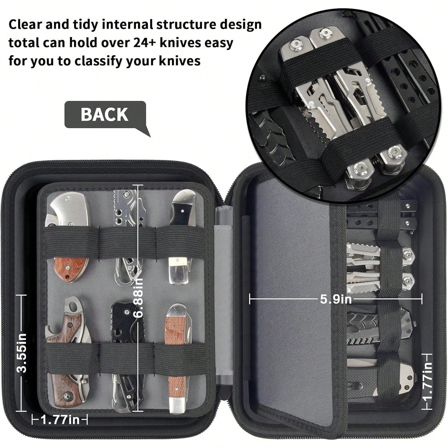 Knife Display Case, 24+ Folding Knife Collection Storage Organizer Holder, Small Knives Protector Box For Tactical/Hunting/Edc/Survival (Box Only)