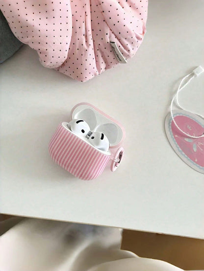 Korean Simp Pink Striped W/ Strap Ring Case For Pro3/Pro2/Pro/4/3/2, Fashion Slim Protective Cover For Women Daily Use