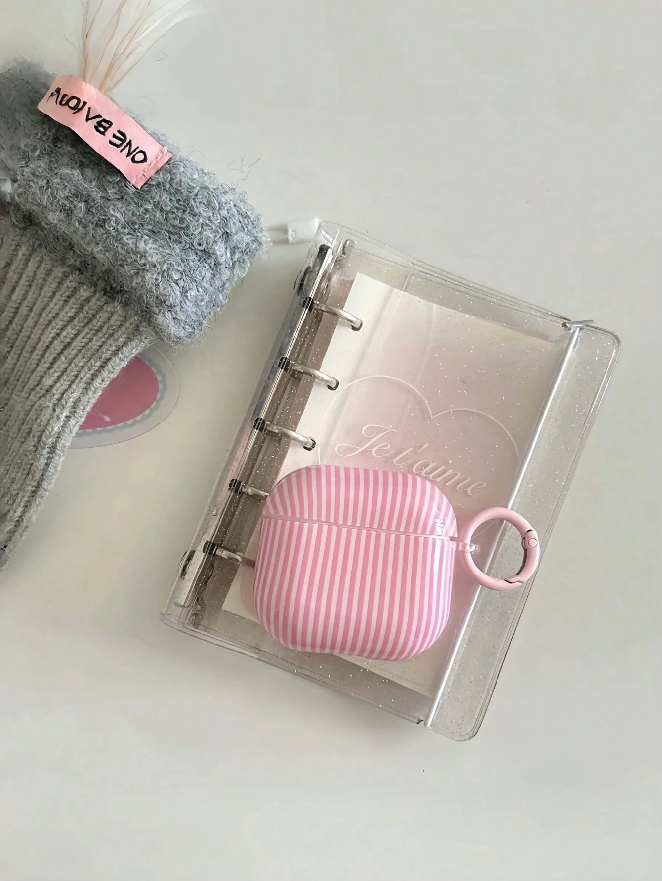 Korean Simp Pink Striped W/ Strap Ring Case For Pro3/Pro2/Pro/4/3/2, Fashion Slim Protective Cover For Women Daily Use