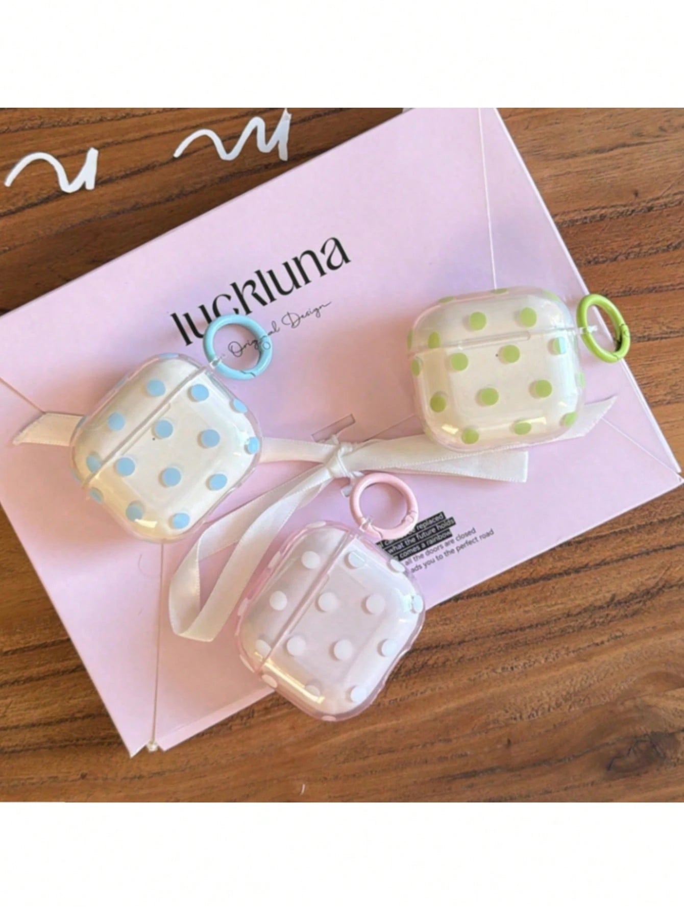 Korean Style Minimalist Semi-Transparent Pink Polka Dot + Ring Earphone Case Compatible With AirPods Pro 3 New Pro 2 Protective Cover Pro Cute Apple 4 Minimalist 3 Personalized 1/2 Generation Women's
