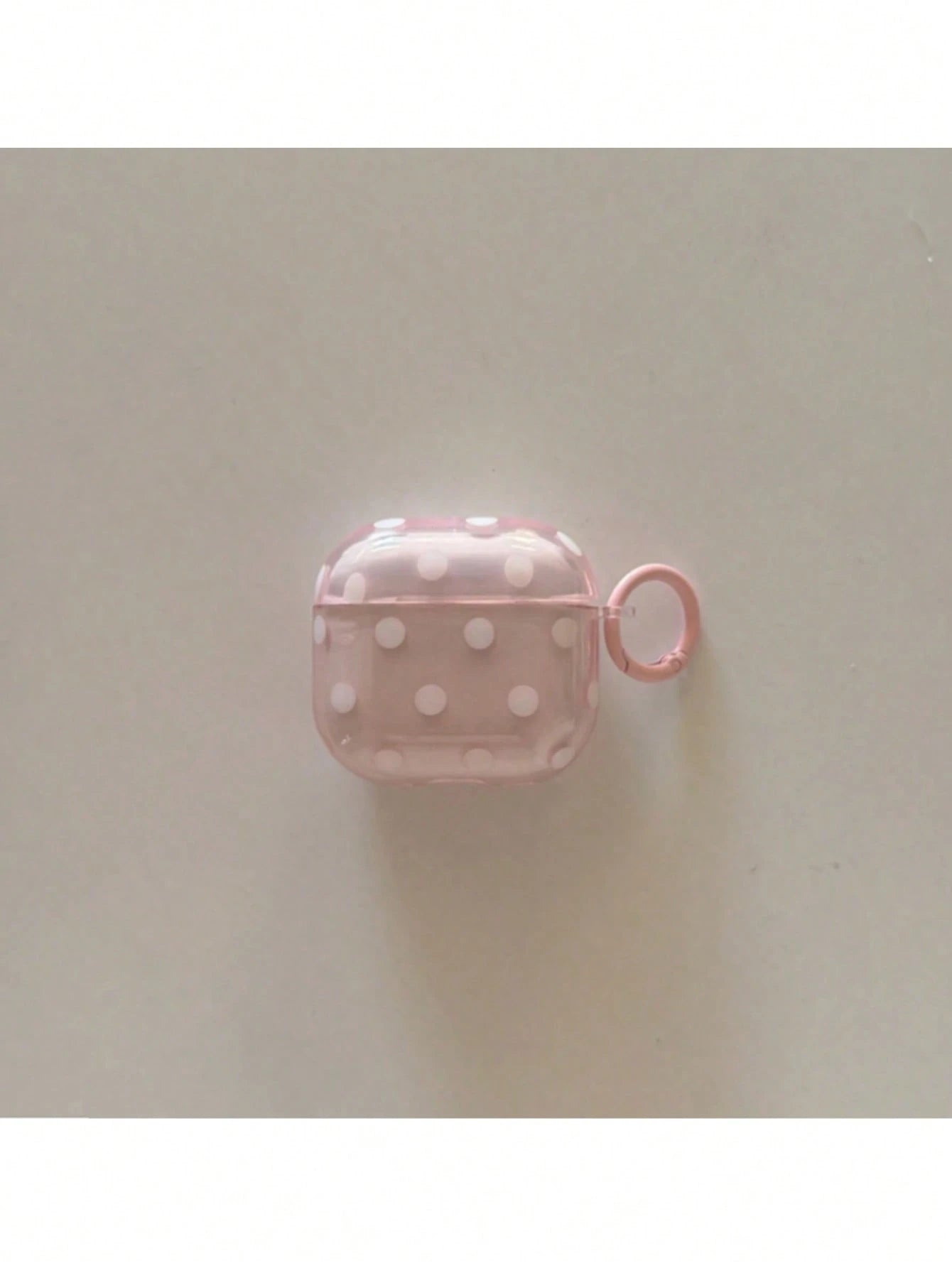 Korean Style Minimalist Semi-Transparent Pink Polka Dot + Ring Earphone Case Compatible With AirPods Pro 3 New Pro 2 Protective Cover Pro Cute Apple 4 Minimalist 3 Personalized 1/2 Generation Women's