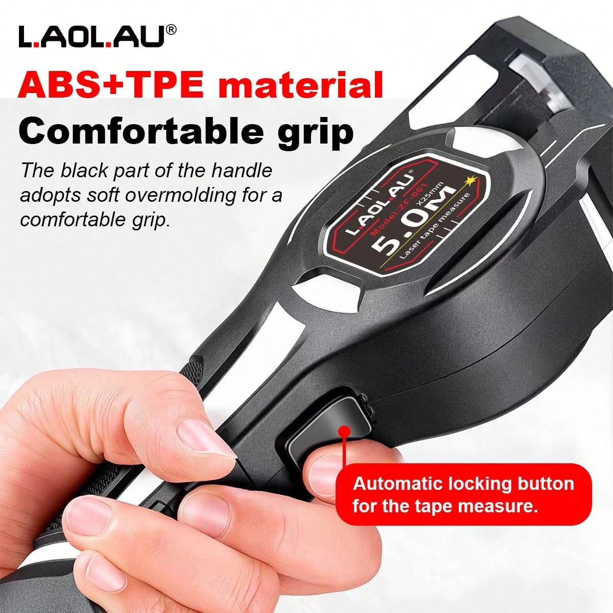 L.A.OL.A.U LAOLAU 3-In-1 Laser Tape Measure, 16ft/5m Auto-Locking Tape Measure With Dual Green Laser Level, High Precision Leveling Tool For Construction, Woodworking, DIY Crafts And Home Renovation P