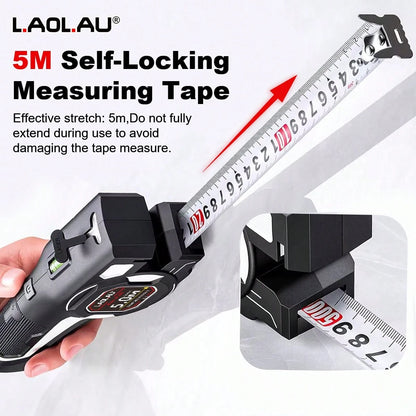 L.A.OL.A.U LAOLAU 3-In-1 Laser Tape Measure, 16ft/5m Auto-Locking Tape Measure With Dual Green Laser Level, High Precision Leveling Tool For Construction, Woodworking, DIY Crafts And Home Renovation P