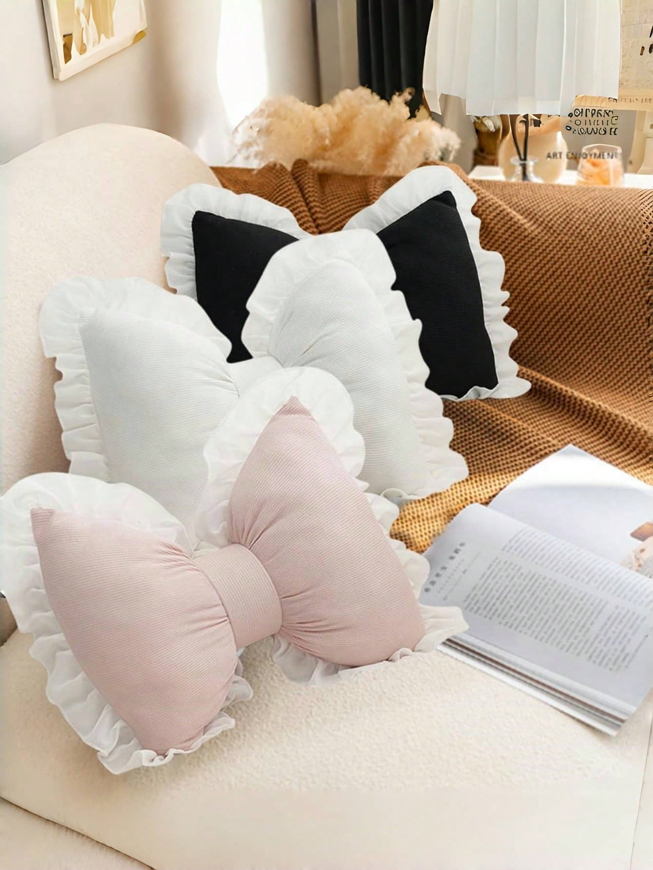 Lace Bow Throw Pillow, Soft & Cute Spring Bowknot Decorative Cushion, Suitable For Bedroom, Sofa, Bed And Other Home Decor In Spring & Summer, Great Spring Gift For Family And Friends