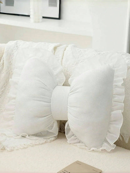 Lace Bow Throw Pillow, Soft & Cute Spring Bowknot Decorative Cushion, Suitable For Bedroom, Sofa, Bed And Other Home Decor In Spring & Summer, Great Spring Gift For Family And Friends