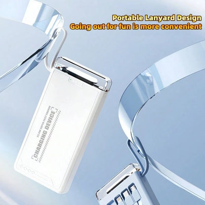 LADAPU 10000mAh 15W Fast Charging Multifunctional Power Bank With Flashlight, Ultra-Bright LED Camping Light, Rechargeable Portable Mobile Phone Charger, Built-In 4 Cables, USB-C Input & Output, Outdo