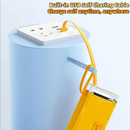 LADAPU 10000mAh 5W Fast Charging Multifunctional Power Bank, Ultra-Bright LeD CampingLight, Rechargeable Portable Mobile Phone Charger, Built-In 4 Cables, UsB-C Input & OutputMicro, Type-C Input, Out