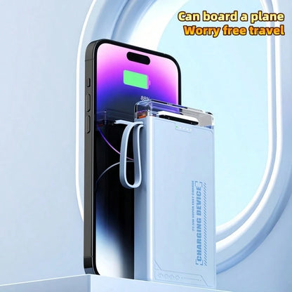 LADAPU 10000mAh 5W Fast Charging Multifunctional Power Bank, Ultra-Bright LeD CampingLight, Rechargeable Portable Mobile Phone Charger, Built-In 4 Cables, UsB-C Input & OutputMicro, Type-C Input, Out