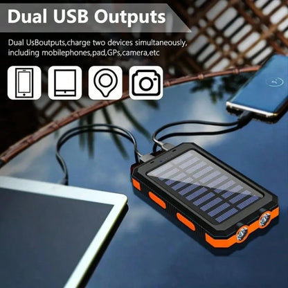 LADAPU 20000mAh 5V2A Fast Charging Multifunctional Solar Panel Power Bank With Ultra-Bright LED Light, Large Capacity Rechargeable Portable Mobile Phone Charger, Dual Flashlights, Dual Usb Port, Outdo