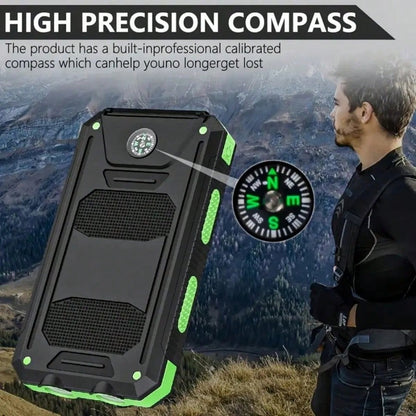 LADAPU 20000mAh 5V2A Fast Charging Multifunctional Solar Panel Power Bank With Ultra-Bright LED Light, Large Capacity Rechargeable Portable Mobile Phone Charger, Dual Flashlights, Dual Usb Port, Outdo