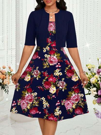 Lady Spring And Summer Romantic Bright Colors Light Mature Temperament Elegant Long Skirt And Short Jacket Two Pieces Set