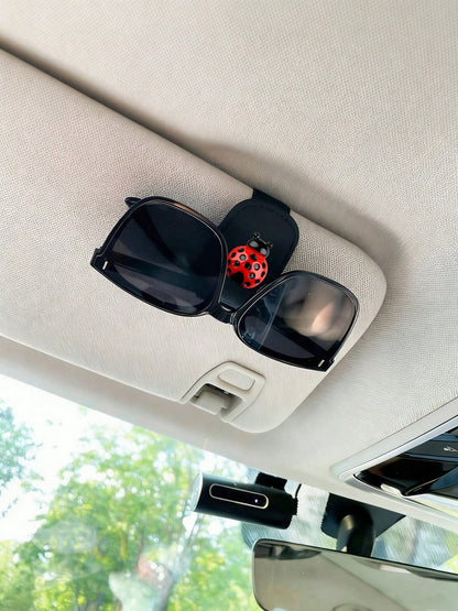 Ladybug Car Sunglasses Clip, Creative Car Sun Hat Eyewear Frame, Lady's Business Card Holder, Car Interior Accessories, Car Essential Items, Car Parts, Women's Car Accessories