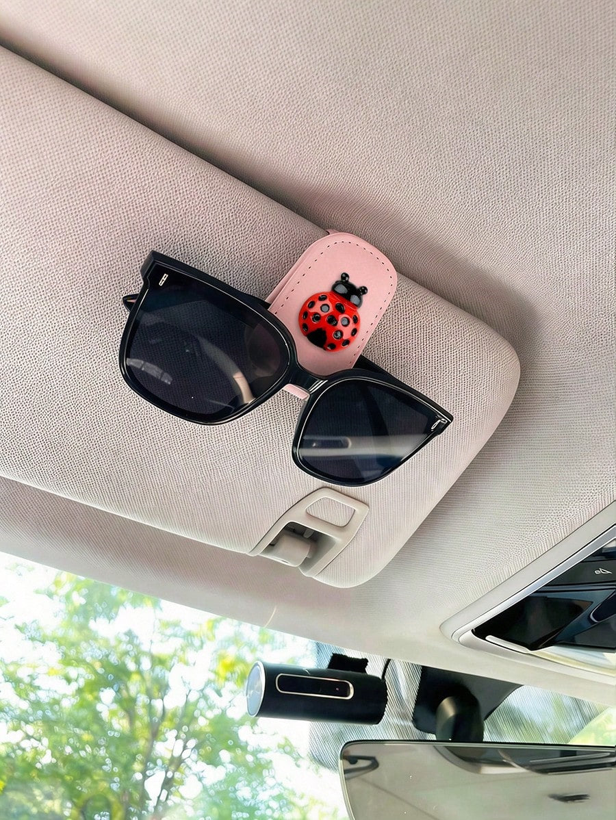 Ladybug Car Sunglasses Clip, Creative Car Sun Hat Eyewear Frame, Lady's Business Card Holder, Car Interior Accessories, Car Essential Items, Car Parts, Women's Car Accessories
