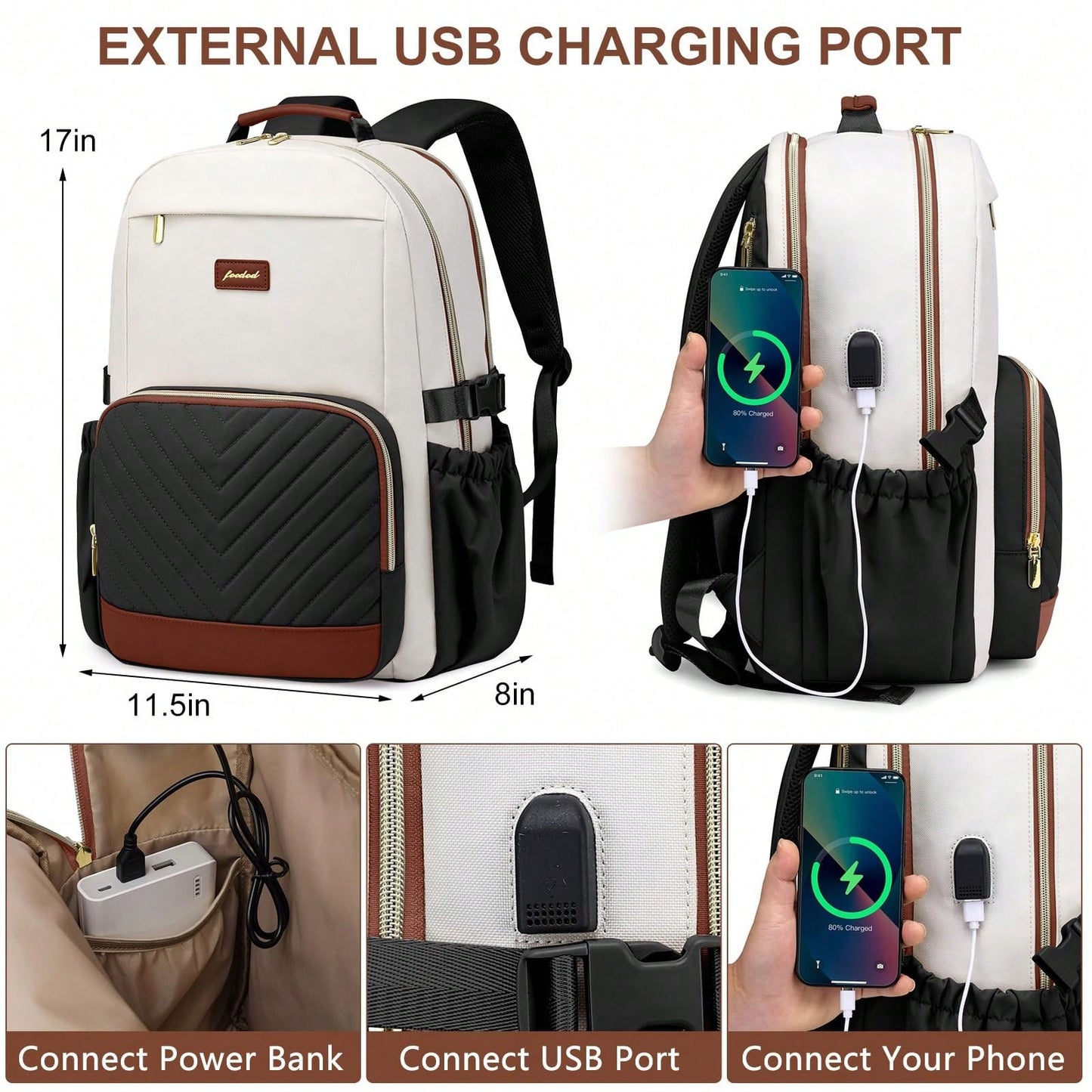 Laptop Backpack For Women Bookbag: 15.6 Inch Work School Backpacks With Pouch Pocket For Large Capacity Cup & USB Charger College Book Bag Outdoor Travel Business Nurse Teacher Bookbags Anti-Theft Bac