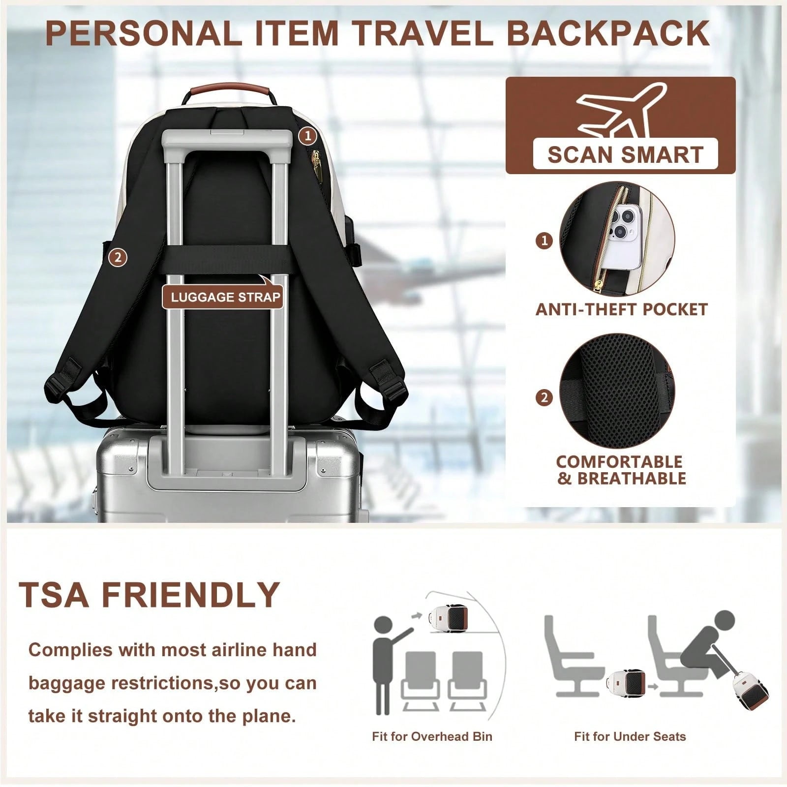 Laptop Backpack For Women Bookbag: 15.6 Inch Work School Backpacks With Pouch Pocket For Large Capacity Cup & USB Charger College Book Bag Outdoor Travel Business Nurse Teacher Bookbags Anti-Theft Bac
