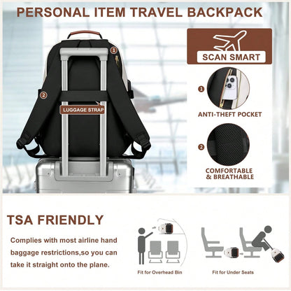 Laptop Backpack For Women Bookbag: 15.6 Inch Work School Backpacks With Pouch Pocket For Large Capacity Cup & USB Charger College Book Bag Outdoor Travel Business Nurse Teacher Bookbags Anti-Theft Bac
