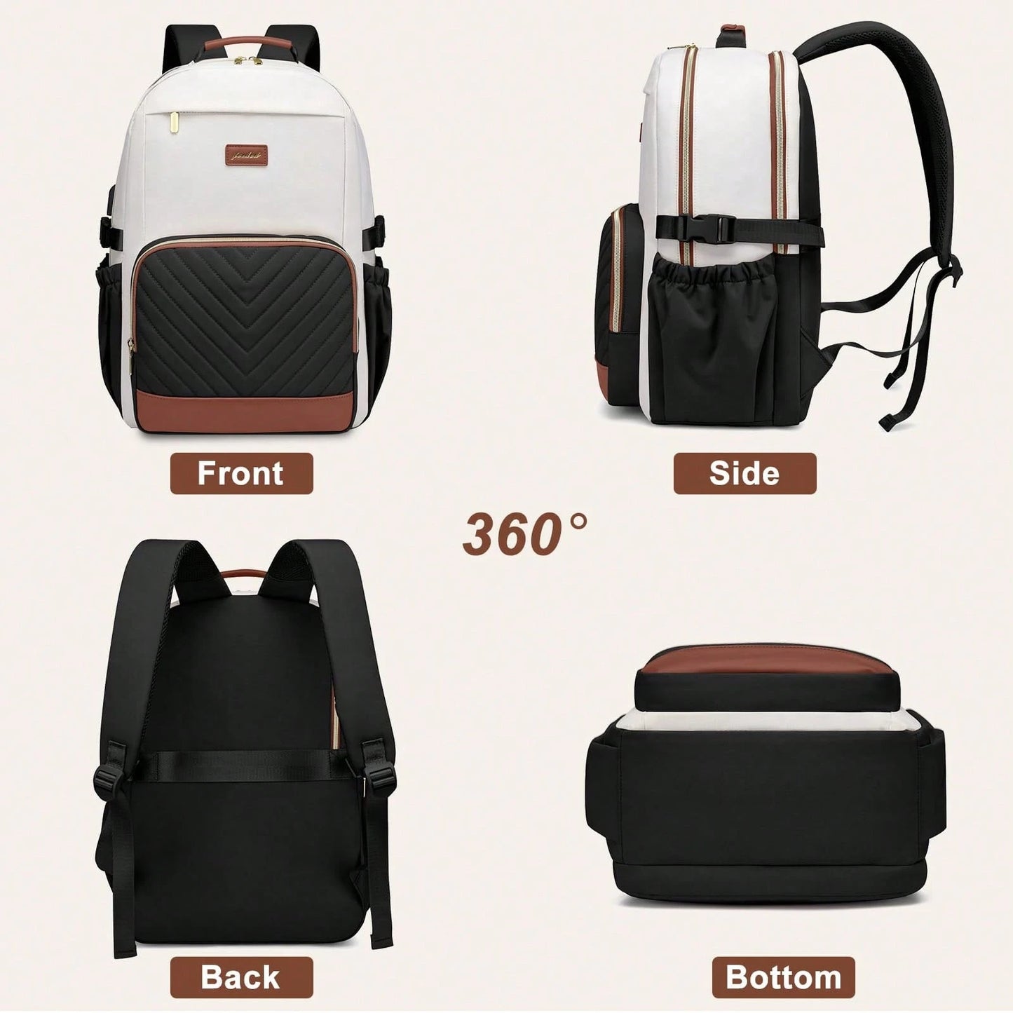 Laptop Backpack For Women Bookbag: 15.6 Inch Work School Backpacks With Pouch Pocket For Large Capacity Cup & USB Charger College Book Bag Outdoor Travel Business Nurse Teacher Bookbags Anti-Theft Bac