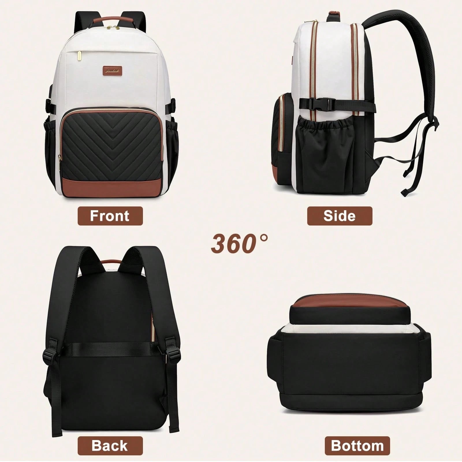 Laptop Backpack For Women Bookbag: 15.6 Inch Work School Backpacks With Pouch Pocket For Large Capacity Cup & USB Charger College Book Bag Outdoor Travel Business Nurse Teacher Bookbags Anti-Theft Bac