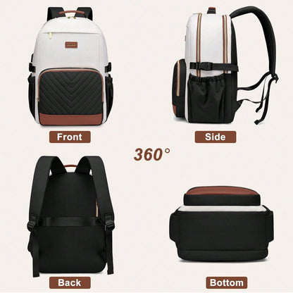 Laptop Backpack For Women Bookbag: 15.6 Inch Work School Backpacks With Pouch Pocket For Large Capacity Cup & USB Charger College Book Bag Outdoor Travel Business Nurse Teacher Bookbags Anti-Theft Bac