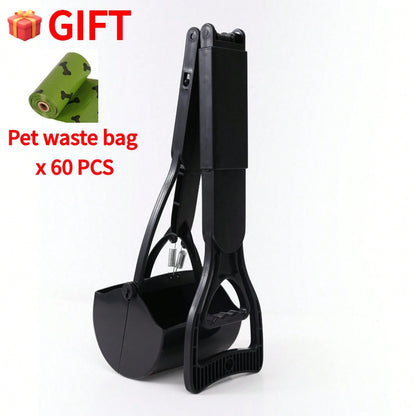 Large 80cm/31.5in Long Handle Pet Poop Scooper With 60 Free Garbage Bags, Foldable Dog Waste Picker Pet Cleaning Supplies
