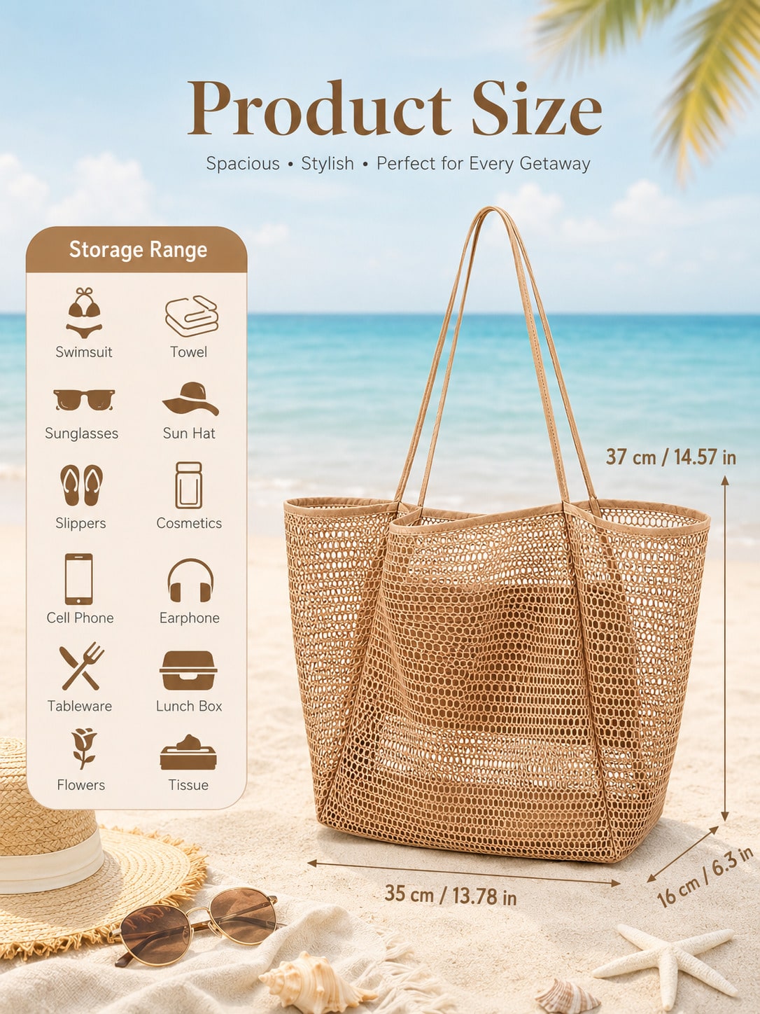 Large Capacity Foldable Mesh Swim Bag With Mesh Pouch,Beach Mesh Bag For Seaside Vacation, Bath Swimming Toiletries Storage Bag,Back To School