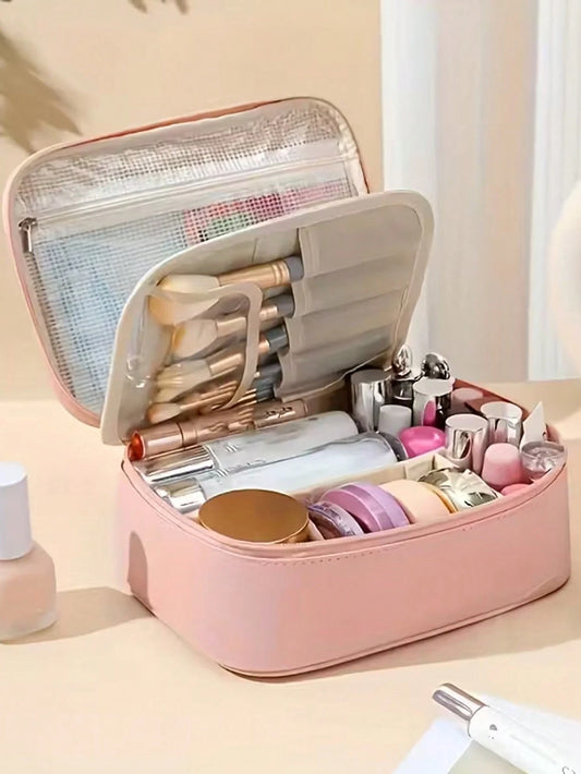 Large Capacity Makeup Bag, With Divided Compartments For Storing Cosmetics. Travel Bag For Carrying Makeup Tools. Portable Bag For Storing Toiletries During Travel.