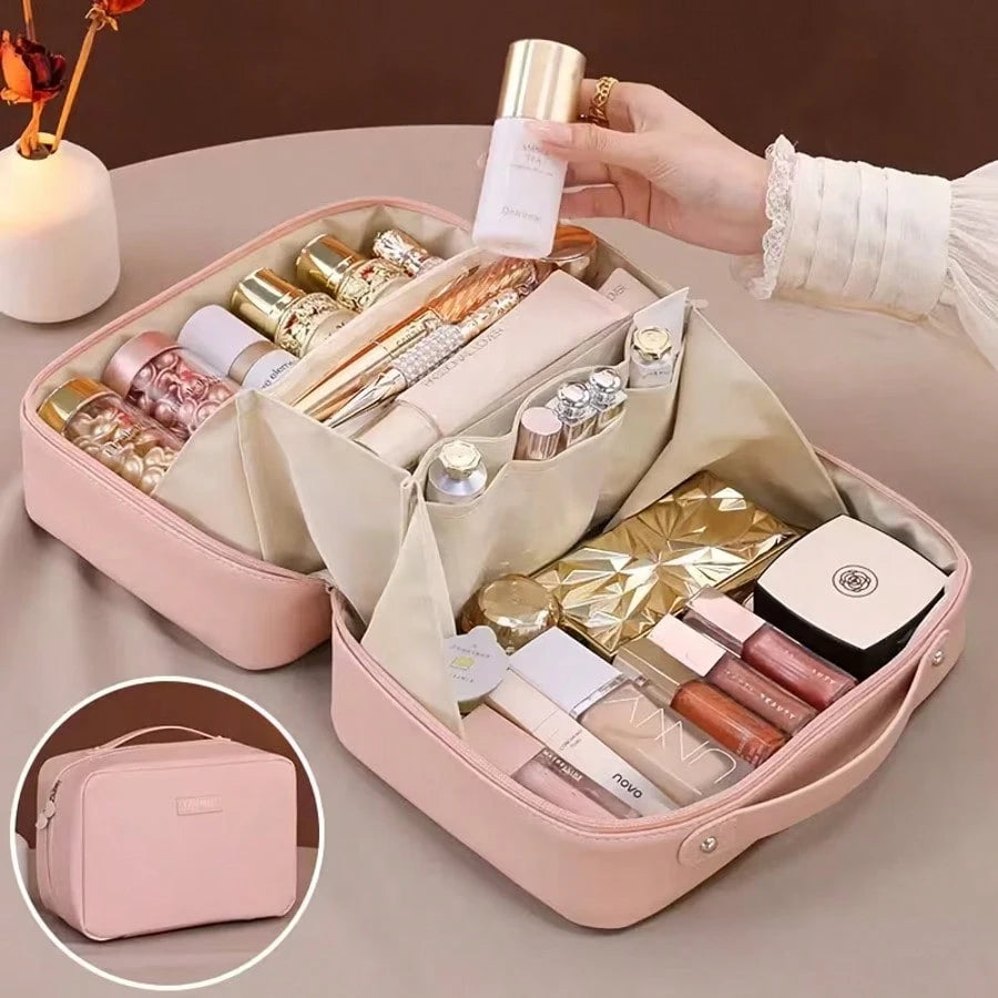 Large Capacity Makeup Bag, With Divided Compartments For Storing Cosmetics. Travel Bag For Carrying Makeup Tools. Portable Bag For Storing Toiletries During Travel.