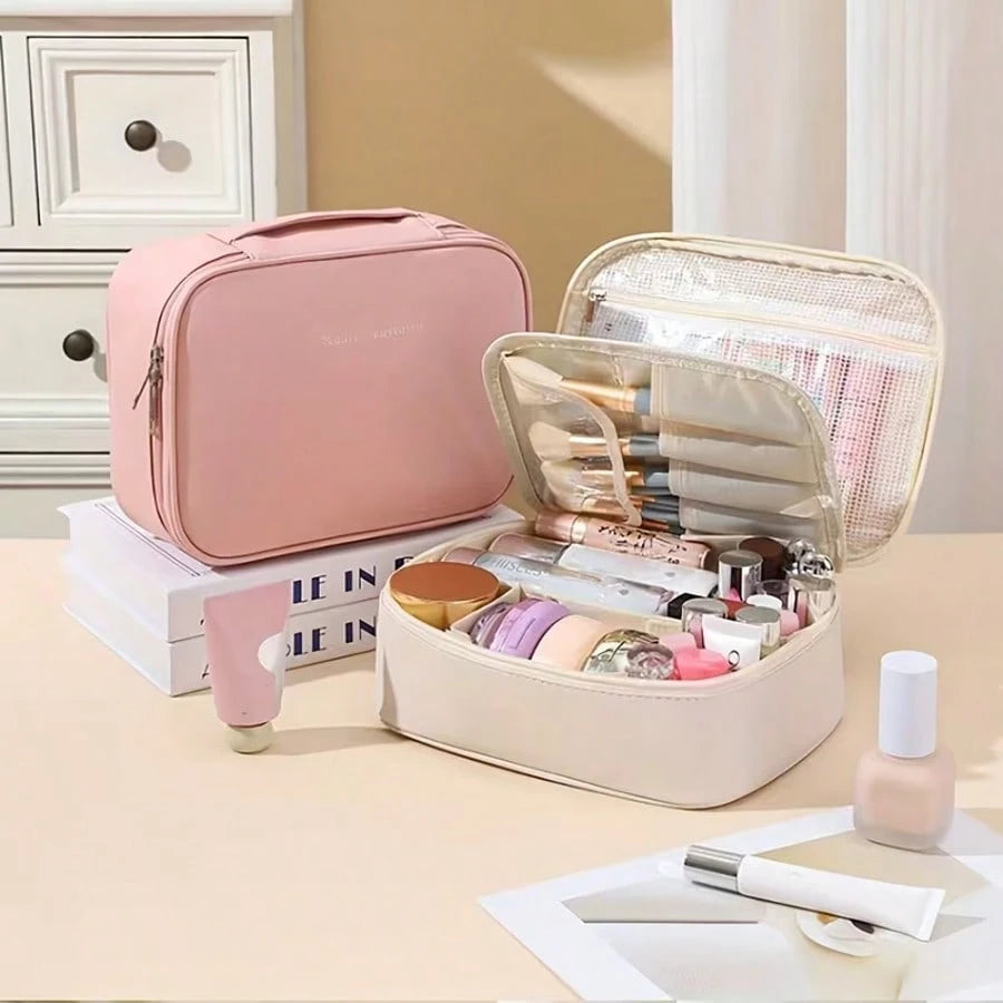 Large Capacity Makeup Bag, With Divided Compartments For Storing Cosmetics. Travel Bag For Carrying Makeup Tools. Portable Bag For Storing Toiletries During Travel.