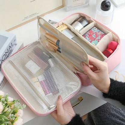 Large Capacity Makeup Bag, With Divided Compartments For Storing Cosmetics. Travel Bag For Carrying Makeup Tools. Portable Bag For Storing Toiletries During Travel.