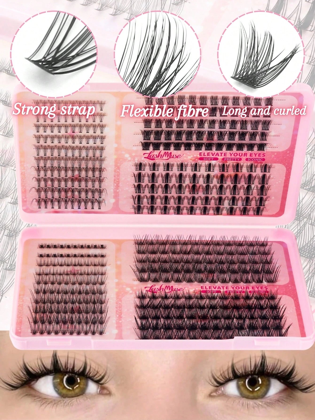 Large Capacity Mixed False Eyelash Book, Includes 6 Different Lash Types, 8-16MM Length Combination, D-Curl Design, Combines Natural, Long, Voluminous, Tapered, Criss-Cross And Layered Lash Bundles, M