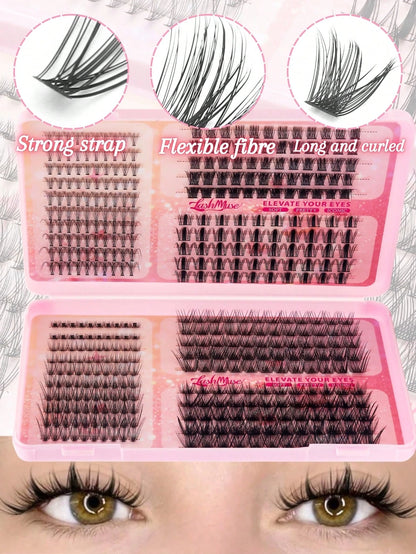 Large Capacity Mixed False Eyelash Book, Includes 6 Different Lash Types, 8-16MM Length Combination, D-Curl Design, Combines Natural, Long, Voluminous, Tapered, Criss-Cross And Layered Lash Bundles, M