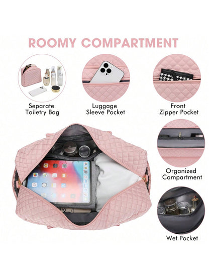 Large Women Travel Duffle Bag- Carry On Overnight Bag Weekend Travel Duffel Tote Bag Yoga Gym Bag With Wet Pocket Toiletry Weekender Overnight Bag For Travel Business Trips Sport, Personal Item Trav