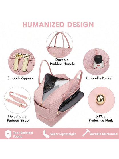 Large Women Travel Duffle Bag- Carry On Overnight Bag Weekend Travel Duffel Tote Bag Yoga Gym Bag With Wet Pocket Toiletry Weekender Overnight Bag For Travel Business Trips Sport, Personal Item Trav