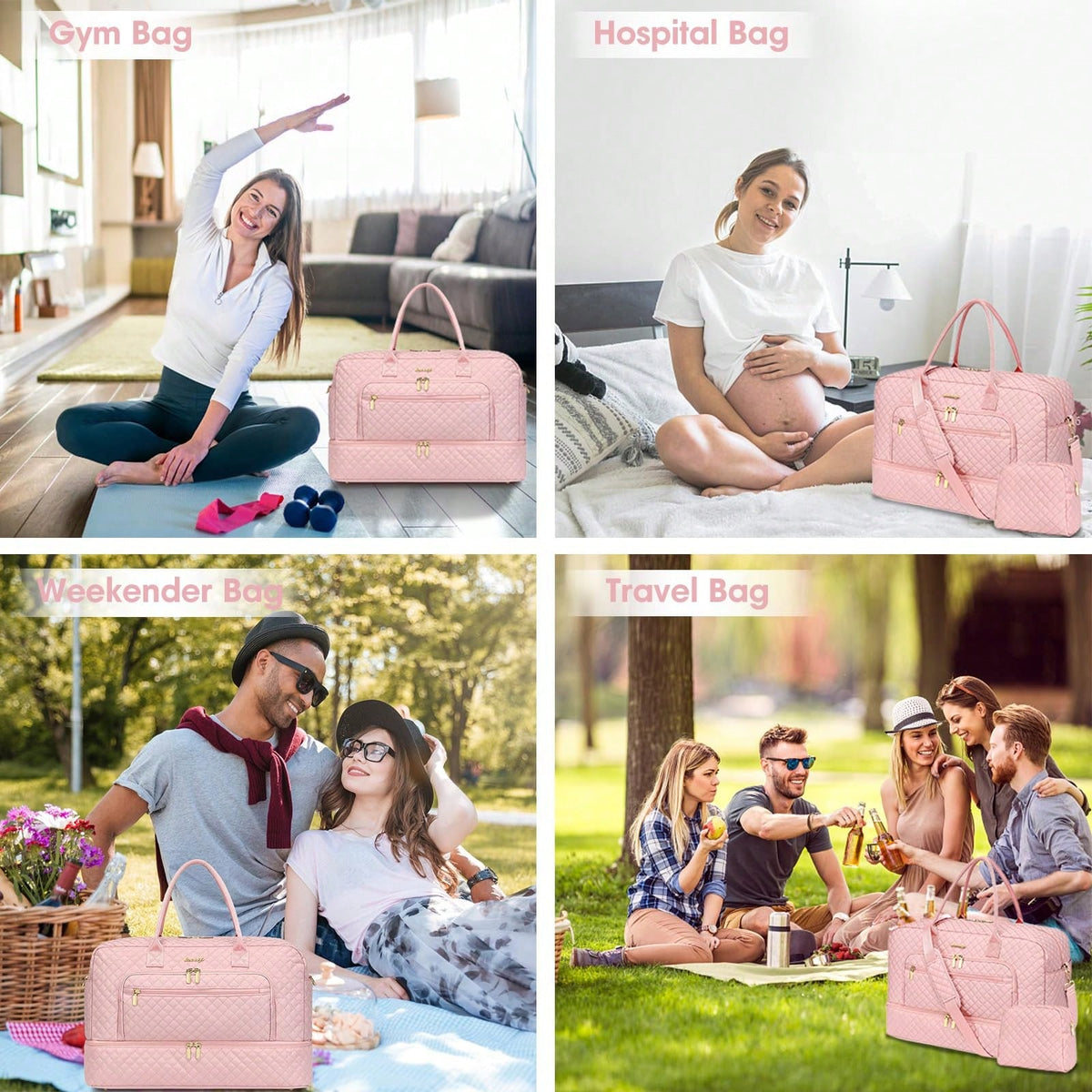 Large Women Travel Duffle Bag- Carry On Overnight Bag Weekend Travel Duffel Tote Bag Yoga Gym Bag With Wet Pocket Toiletry Weekender Overnight Bag For Travel Business Trips Sport, Personal Item Trav