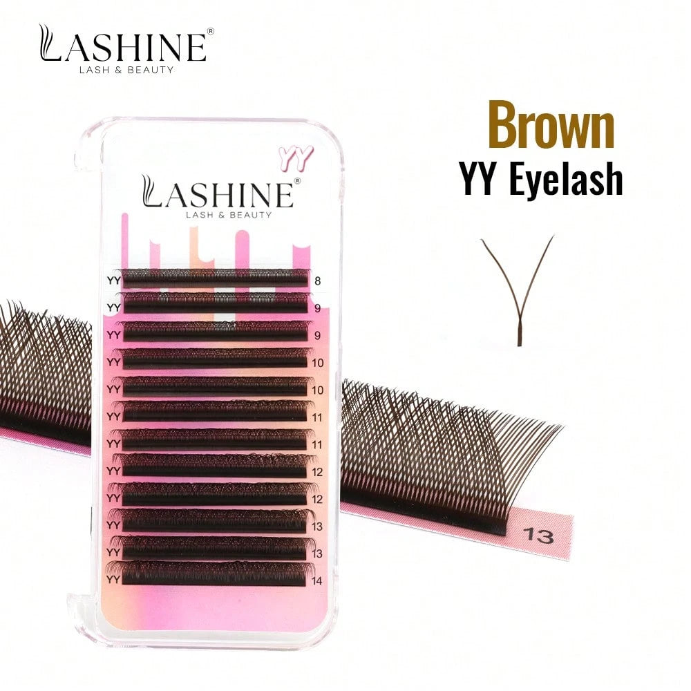 Lashine W Shape Brown Lash Extensions YY 3DW 4DW 5DW Volume Premade Fans Lightweight False Eyelashes Clover Eyelash Extensions