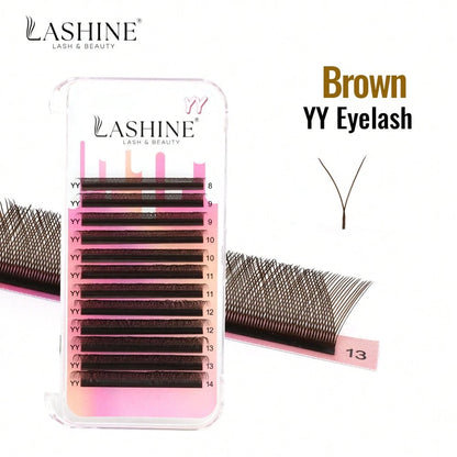 Lashine W Shape Brown Lash Extensions YY 3DW 4DW 5DW Volume Premade Fans Lightweight False Eyelashes Clover Eyelash Extensions