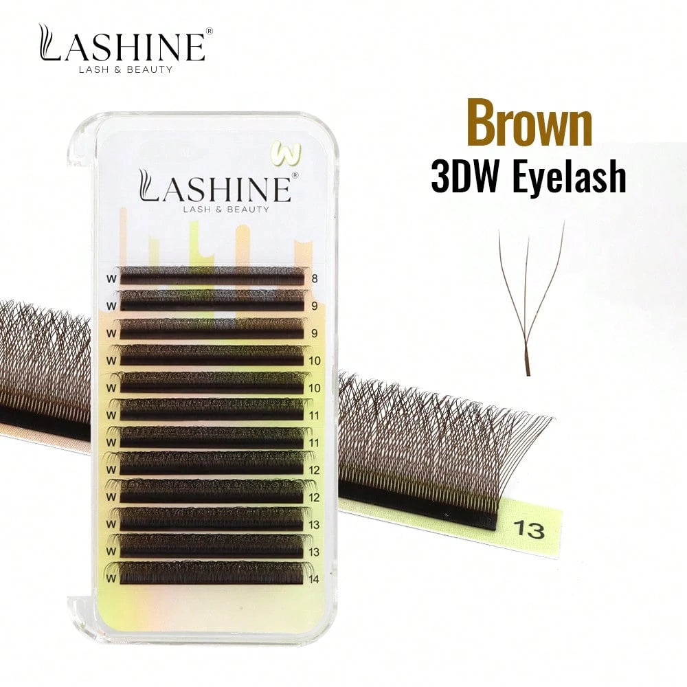Lashine W Shape Brown Lash Extensions YY 3DW 4DW 5DW Volume Premade Fans Lightweight False Eyelashes Clover Eyelash Extensions