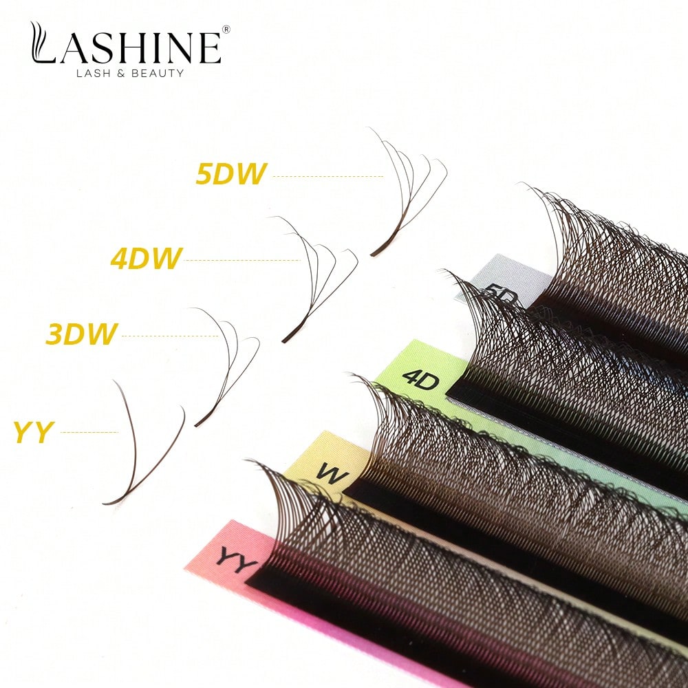 Lashine W Shape Brown Lash Extensions YY 3DW 4DW 5DW Volume Premade Fans Lightweight False Eyelashes Clover Eyelash Extensions