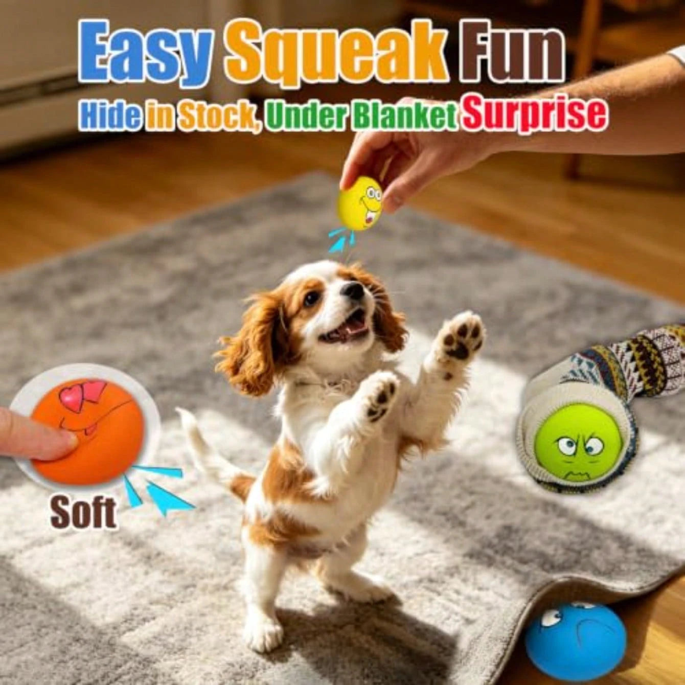 Latex Squeaky Dog Toys For Dogs, Mini Breed, 2.2" Flat Ball 2.2"X2.2"X1.3" Flat Squeaky Balls 6pcs, Soft Dog Toys Chewing Squeak Toy, Smile Face Fetch Puppy Pet Toy With Squeaker