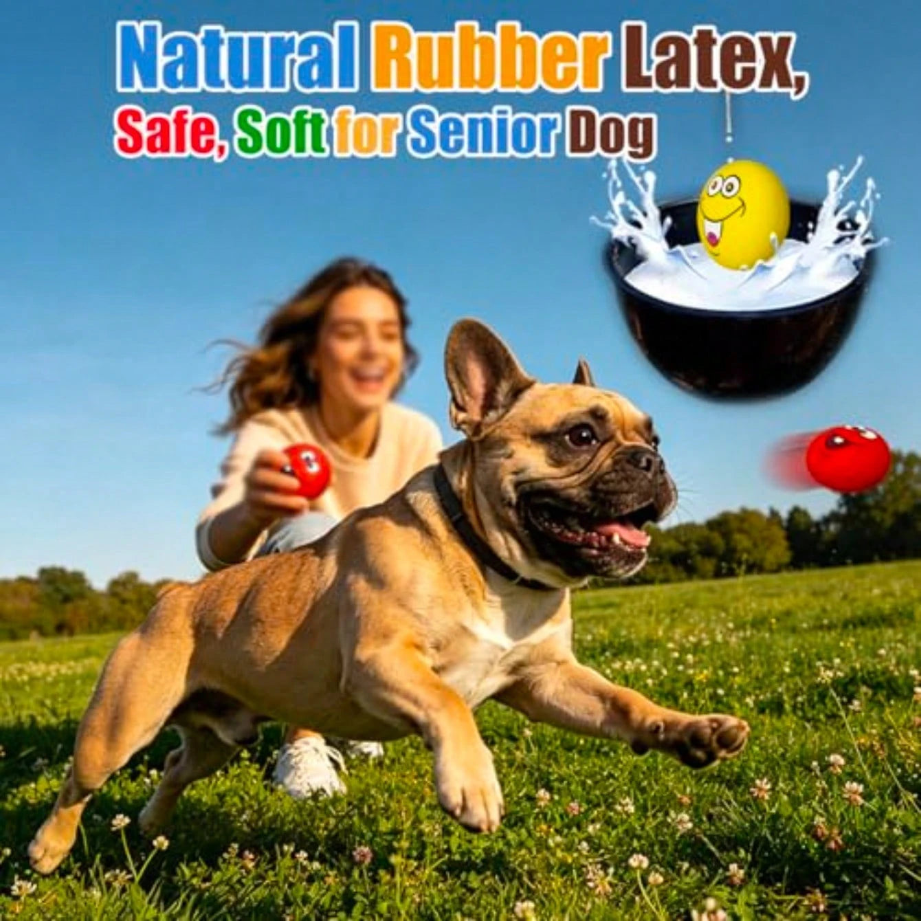 Latex Squeaky Dog Toys For Dogs, Mini Breed, 2.2" Flat Ball 2.2"X2.2"X1.3" Flat Squeaky Balls 6pcs, Soft Dog Toys Chewing Squeak Toy, Smile Face Fetch Puppy Pet Toy With Squeaker